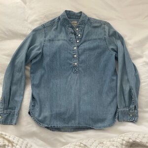 Classic J. Crew Chambray Denim Popover Top